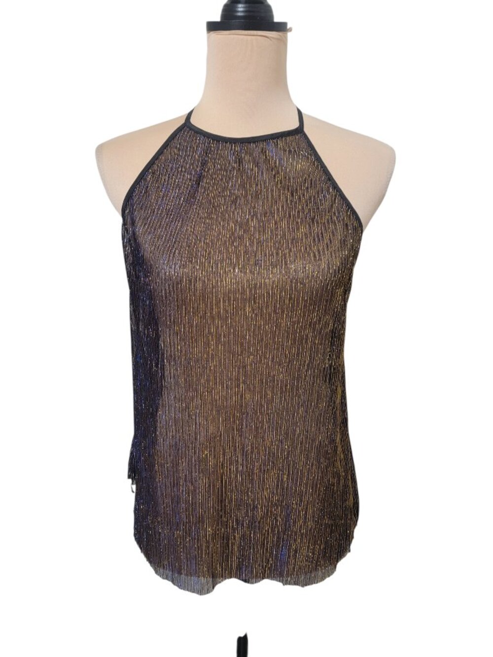 loveriche Size M Shimmery Sheer Crinkle Sleeveless Top, New Without Tag